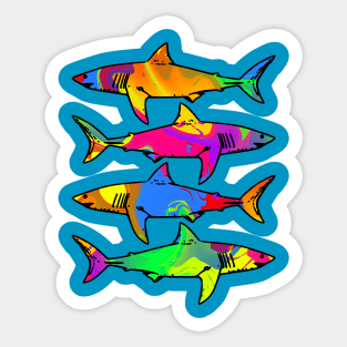 Colorful Sharks Sticker